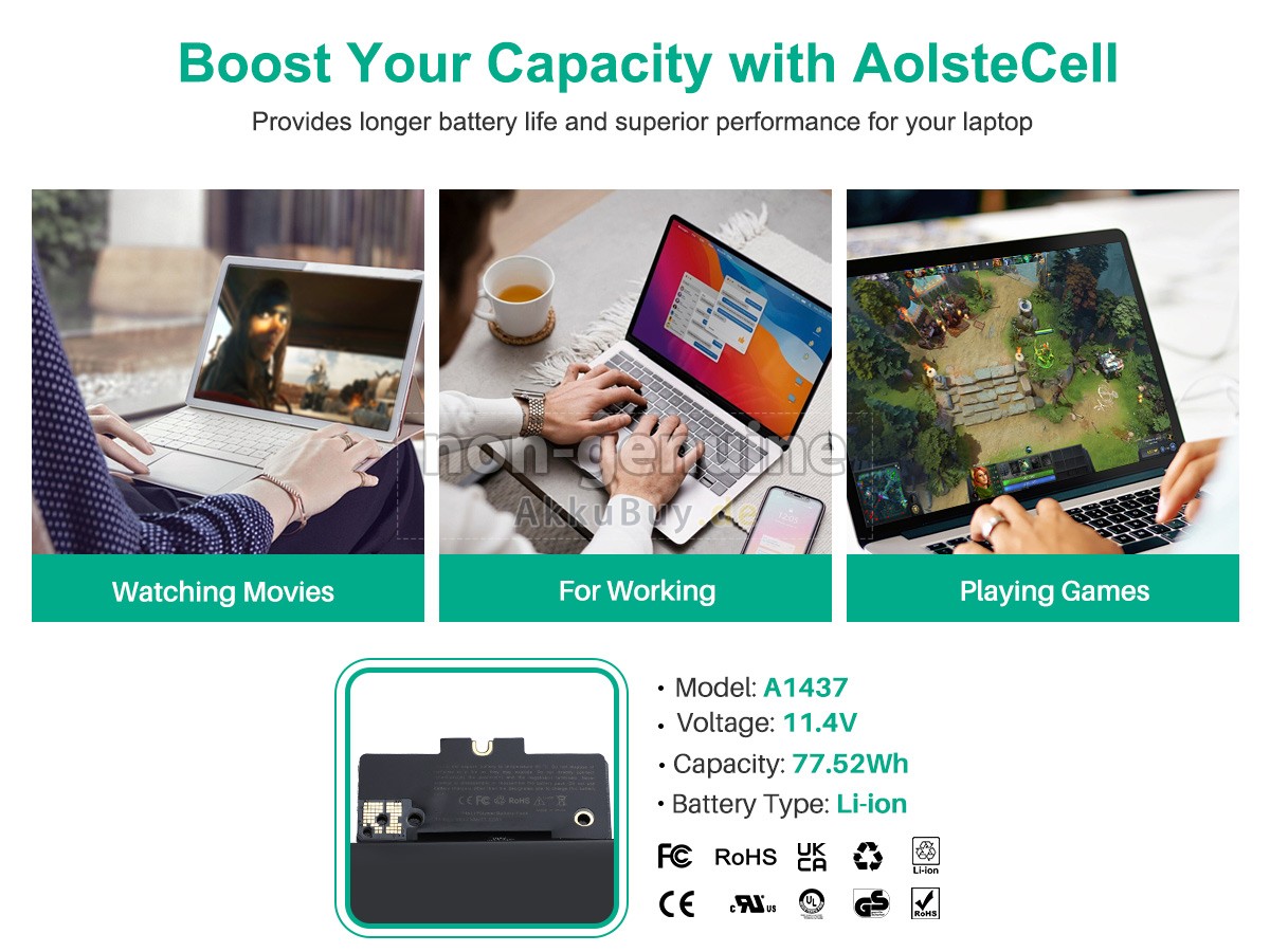 Apple MacBook Pro Core I7 3.0GHZ 13.3 inch Retina A1425(EMC 2672) Ersatzakku