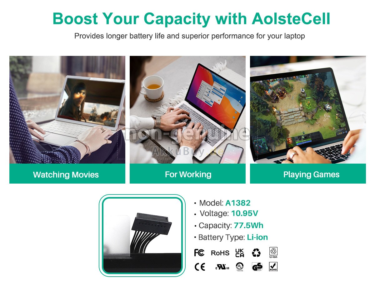 Apple MacBook Pro Core I7 2.0GHZ 15.4 inch Unibody A1286(EMC 2353-1*) Ersatzakku