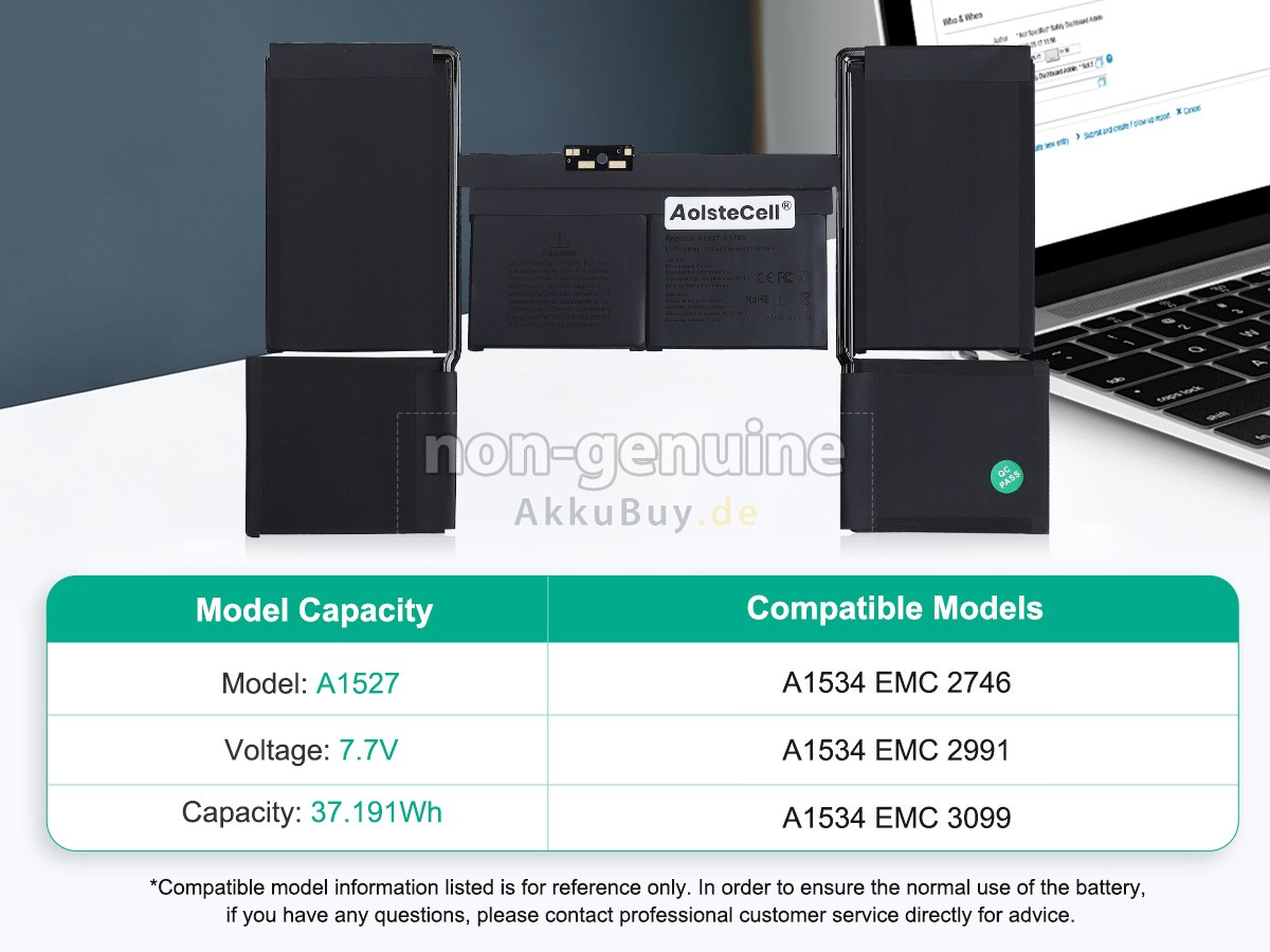 Apple MacBook Core M 1.2GHZ 12 inch Retina A1534(EMC 2746) Ersatzakku