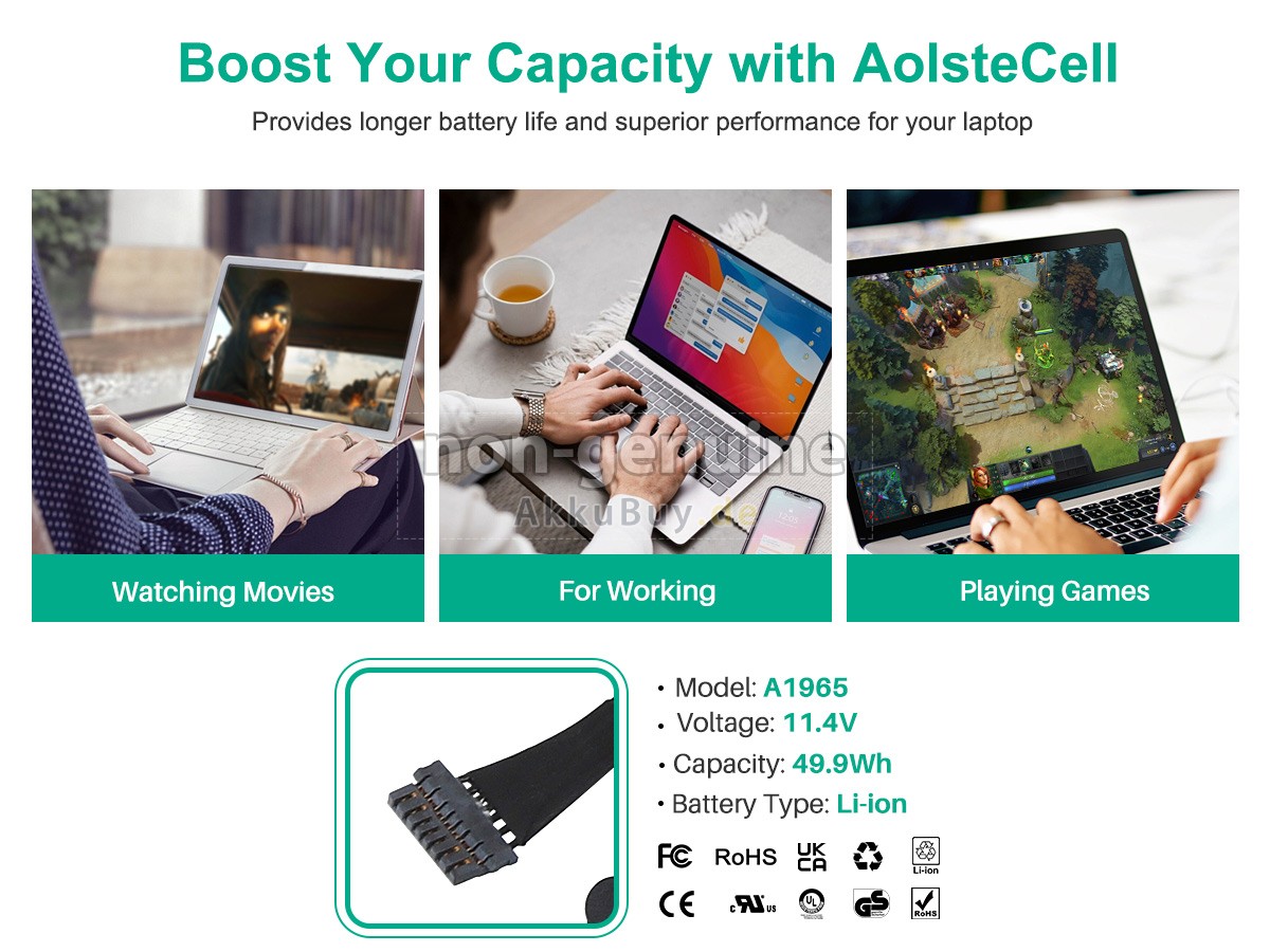 Apple MacBook Air Core I5 1.6GHZ 13 inch A1932(TRUE TONE 2019) Ersatzakku