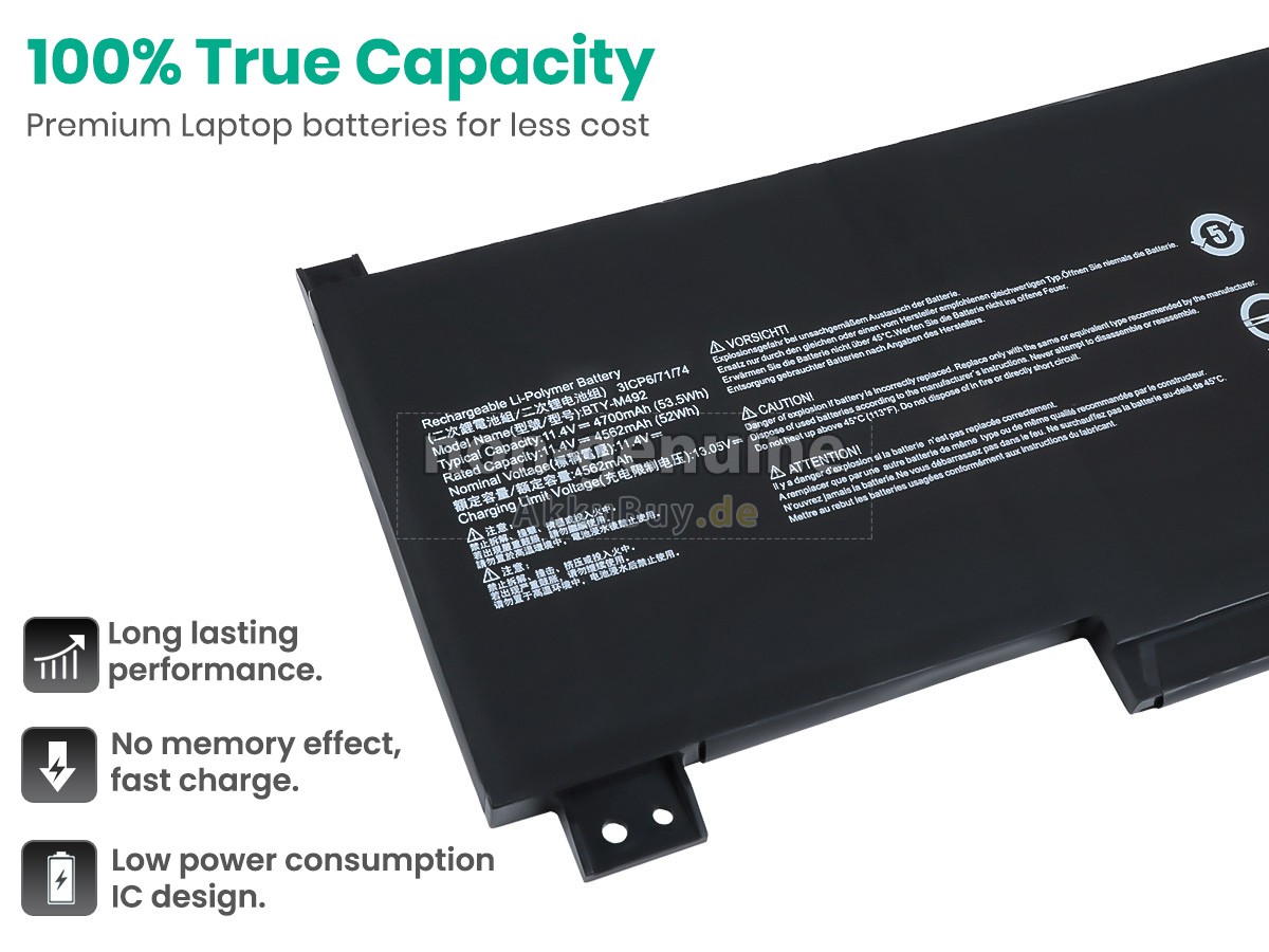 MSI PRESTIGE 14 A12UC-010JP Ersatzakku